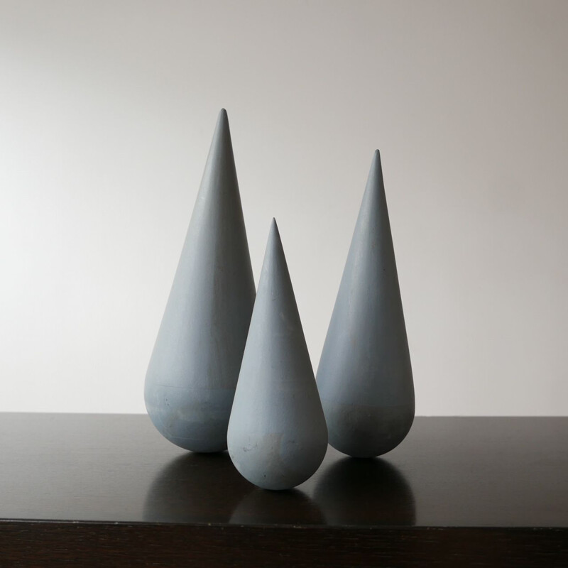 Set of 3 vintage Modernist Geometric Artist Sculptures, England 1980s