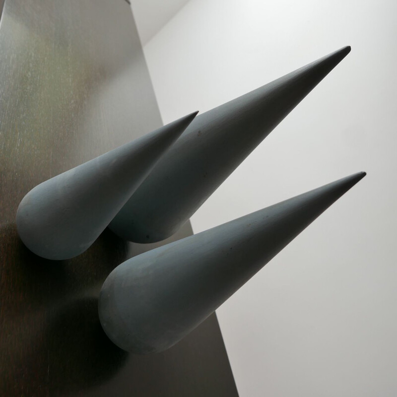 Lot de 3 sculptures vintage d'artiste géométriques modernistes, Angleterre 1980