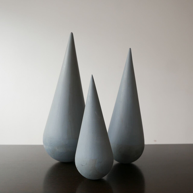 Lot de 3 sculptures vintage d'artiste géométriques modernistes, Angleterre 1980