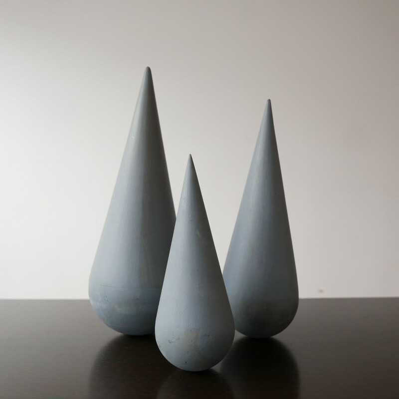 Set of 3 vintage Modernist Geometric Artist Sculptures, England 1980s