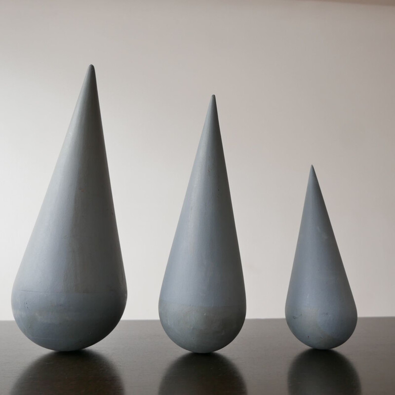 Set of 3 vintage Modernist Geometric Artist Sculptures, England 1980s