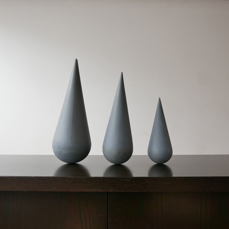 Set of 3 vintage Modernist Geometric Artist Sculptures, England 1980s