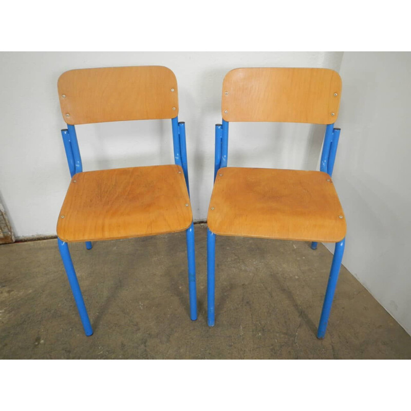 Coppia di sedie da scuola vintage