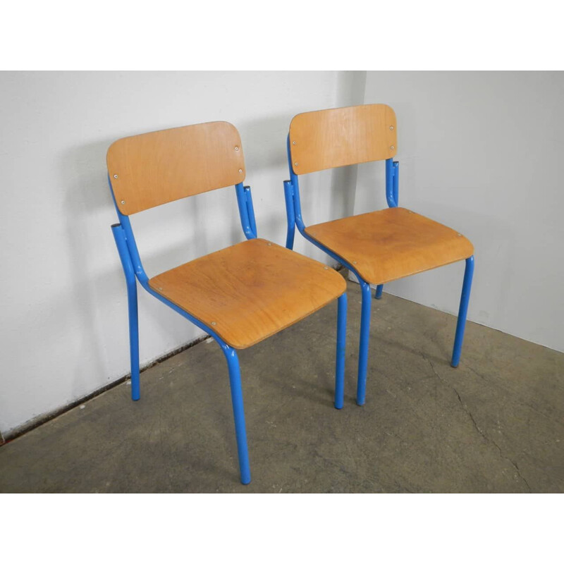 Pair of vintage set school chairs