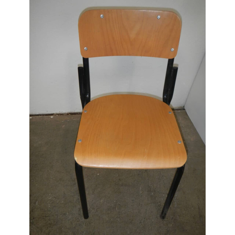 Vintage metal and wood school chair