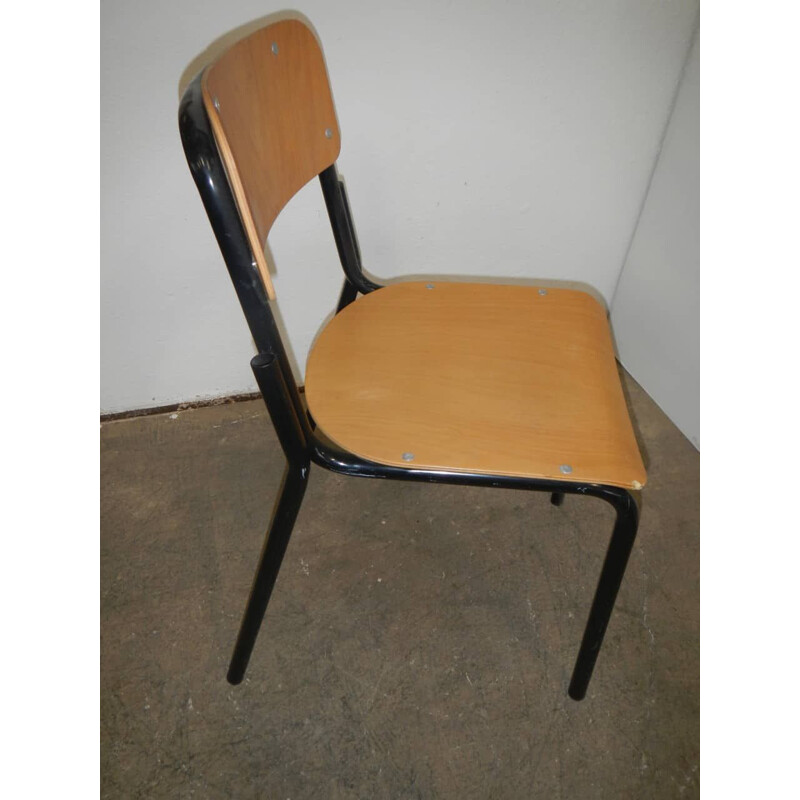 Vintage metal and wood school chair