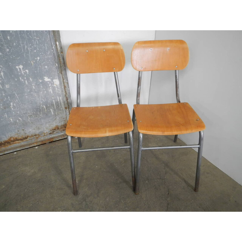 Paire de chaises vintage d'école