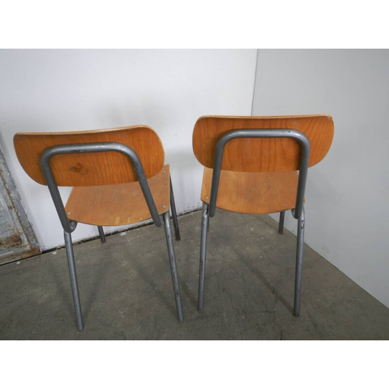 Coppia di sedie da scuola vintage