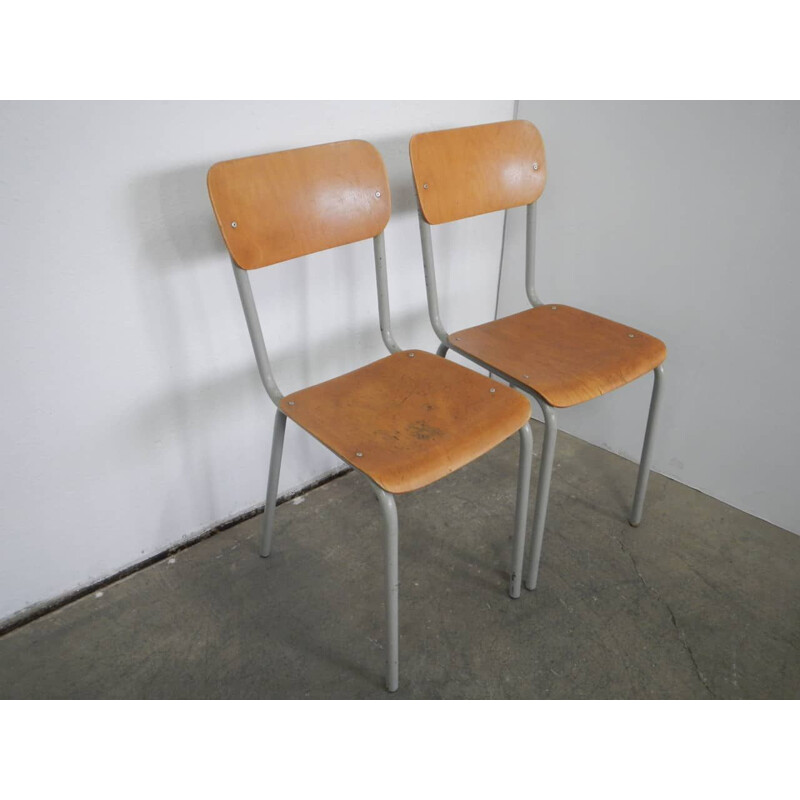 Paire de chaises vintage d'école