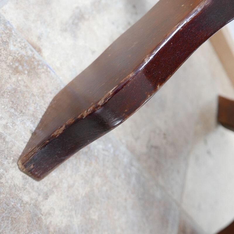 Set of 6 vintage stained wood chairs, Belgium 1980