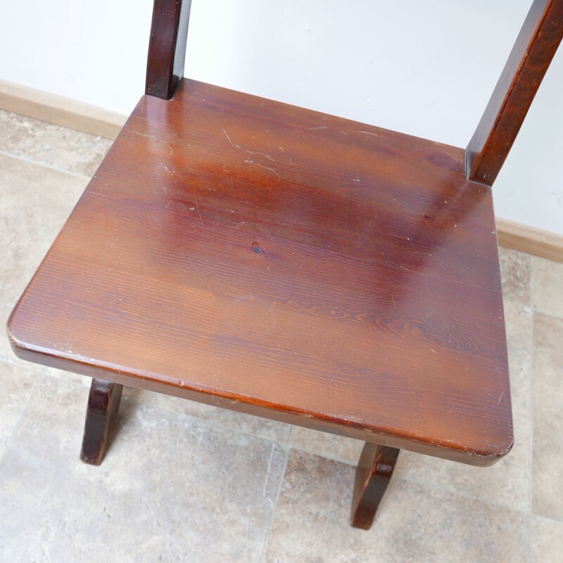 Set of 6 vintage stained wood chairs, Belgium 1980