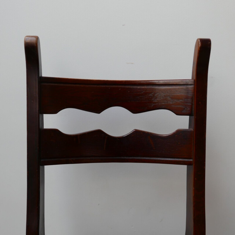 Conjunto de 6 cadeiras de madeira brutalista, Bélgica 1980