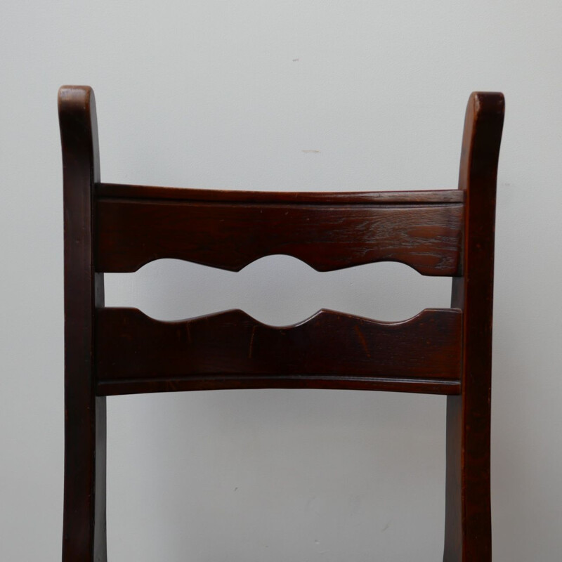 Set of 6 vintage stained wood chairs, Belgium 1980