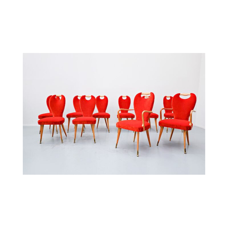 Set aus 8 Stühlen und 2 Sesseln im Vintage-Stil, Italien 1950