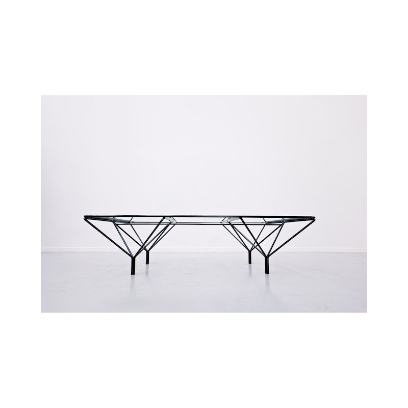 Vintage glass and metal coffee table, Italy