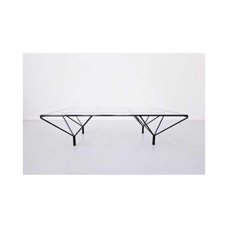 Vintage glass and metal coffee table, Italy