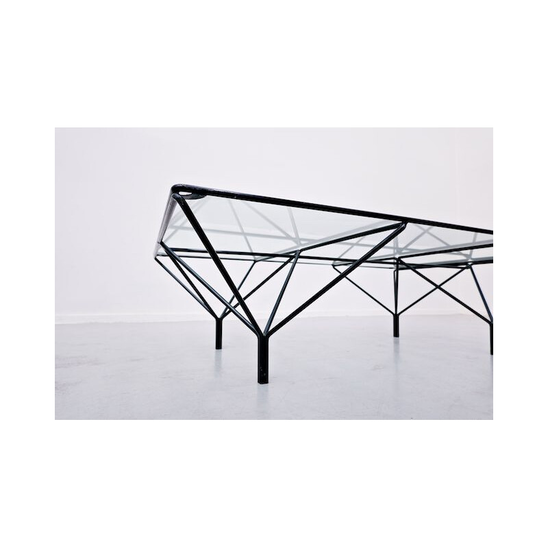 Vintage glass and metal coffee table, Italy