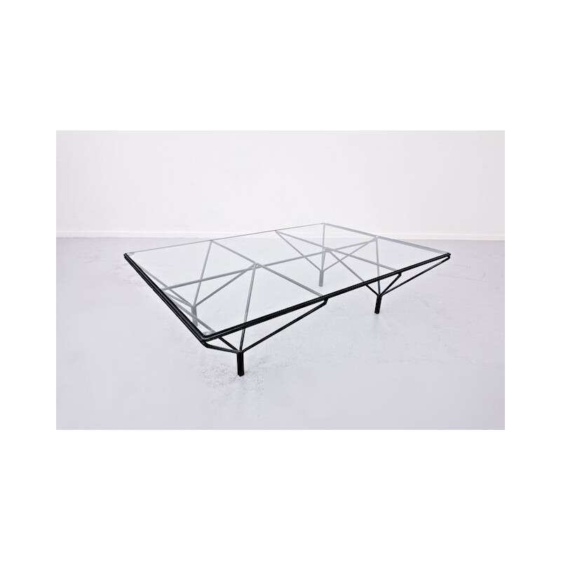 Vintage glass and metal coffee table, Italy