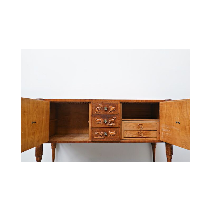 Vintage sideboard in ash wood by Pier Luigi Colli, Italy 1940