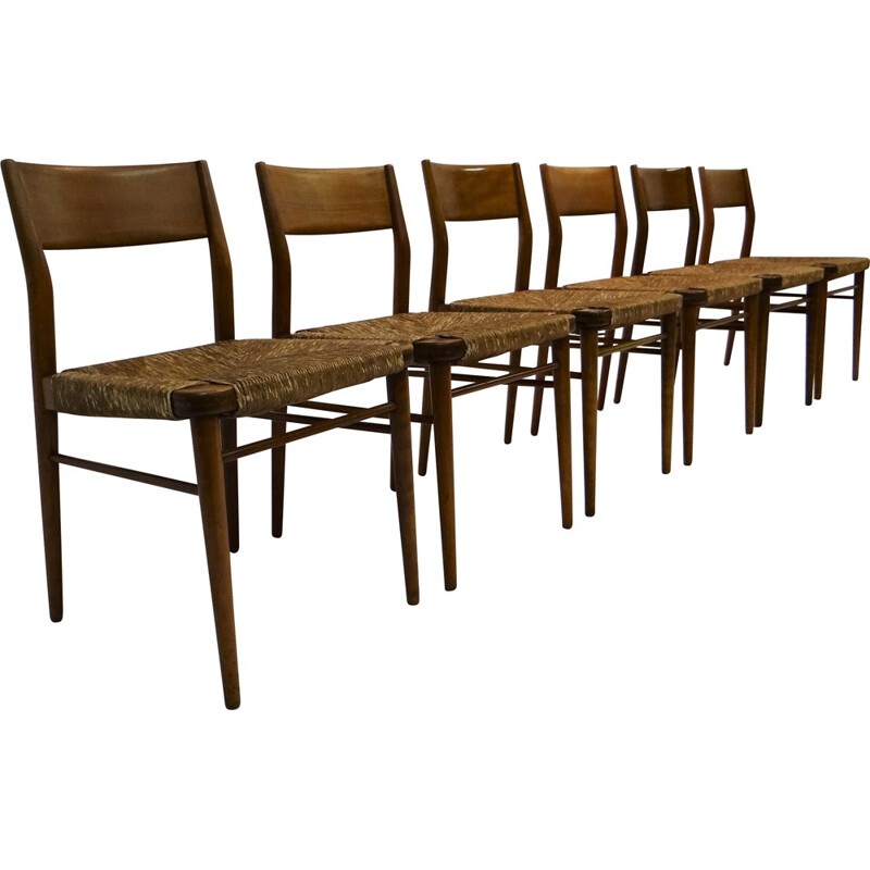 Set of six Wilkhahn chairs in teakwood, Georg LEOWALD - 1950s