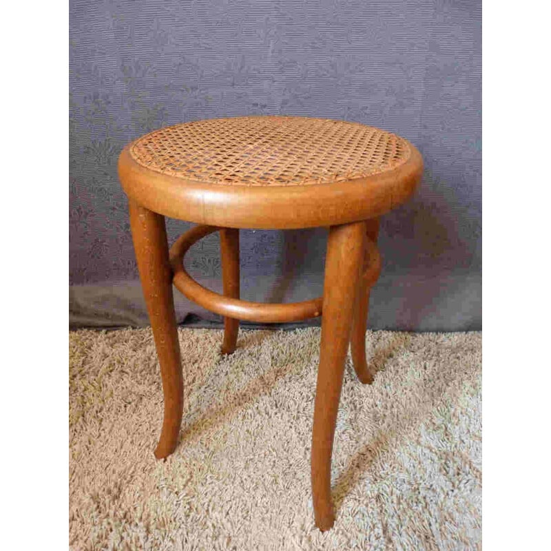 Small mid-century Thonet stool in beechwood - 1930s