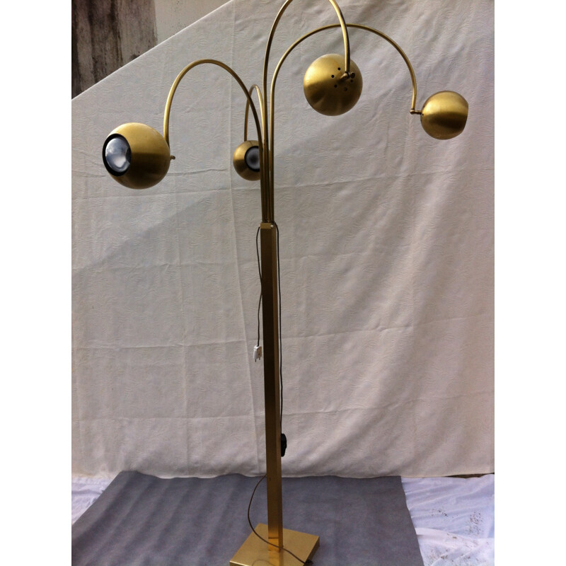 French gilt brass floor lamp - 1970s