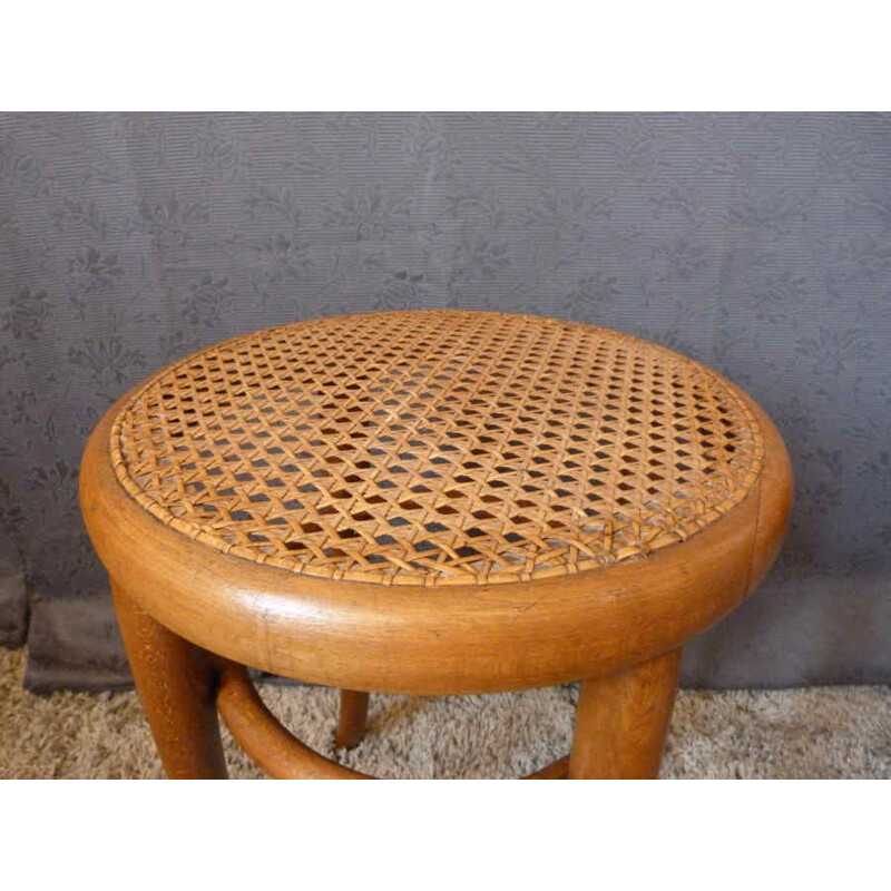 Small mid-century Thonet stool in beechwood - 1930s