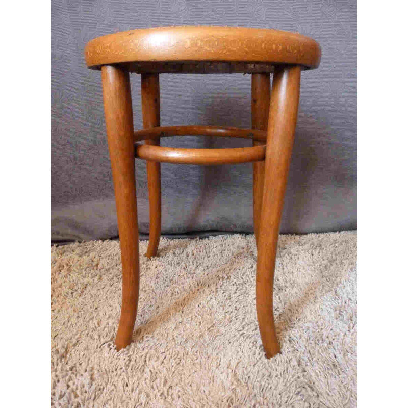 Small mid-century Thonet stool in beechwood - 1930s