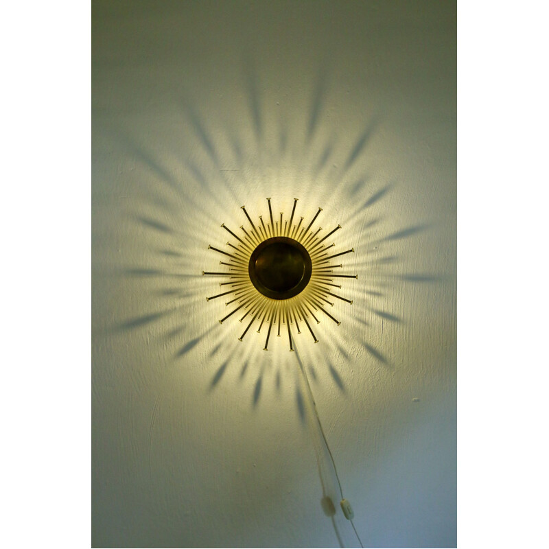 Vintage Brutalist wall lamp sun 1970s