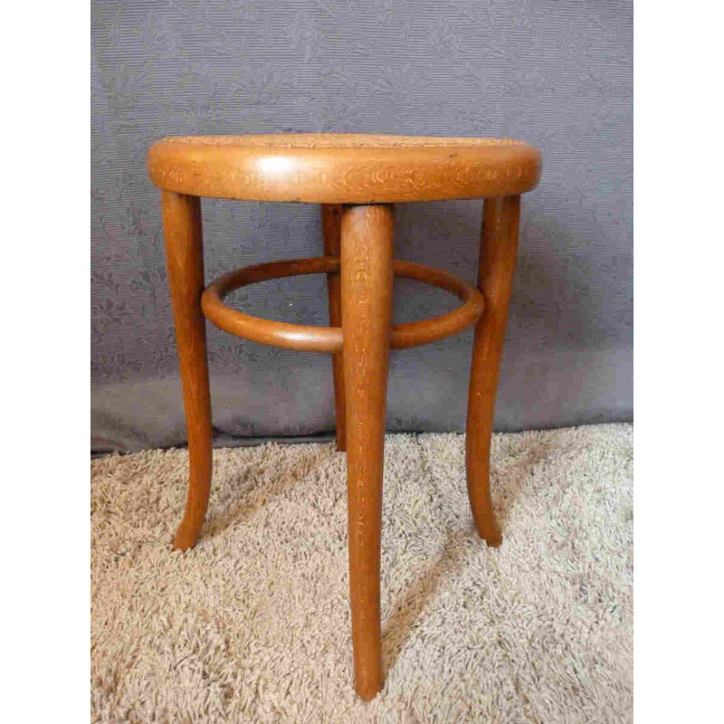 Small mid-century Thonet stool in beechwood - 1930s