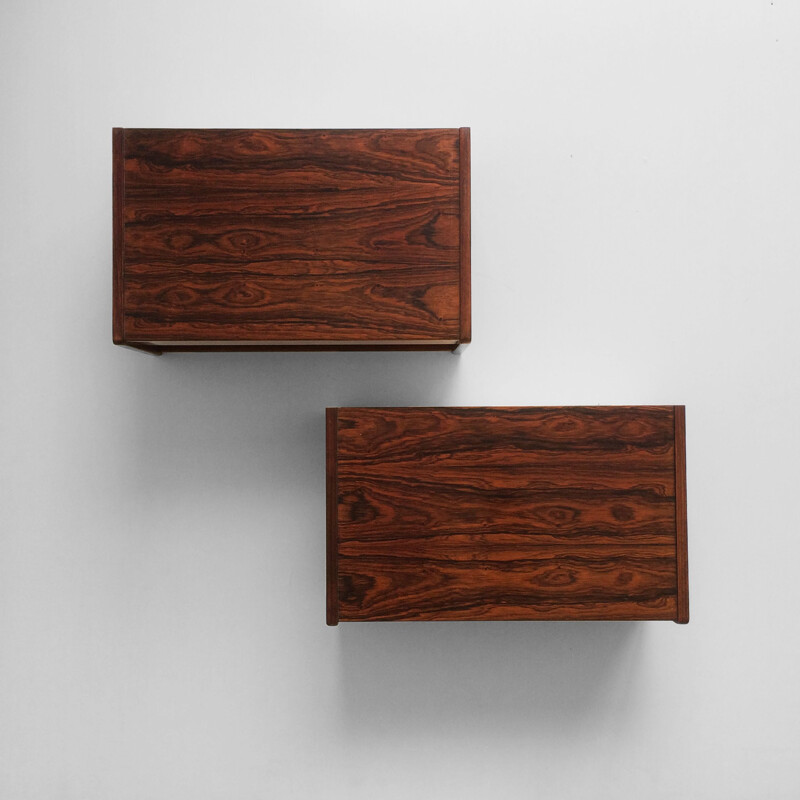 Pair of vintage wall mounted bedside tables, Denmark 1960s