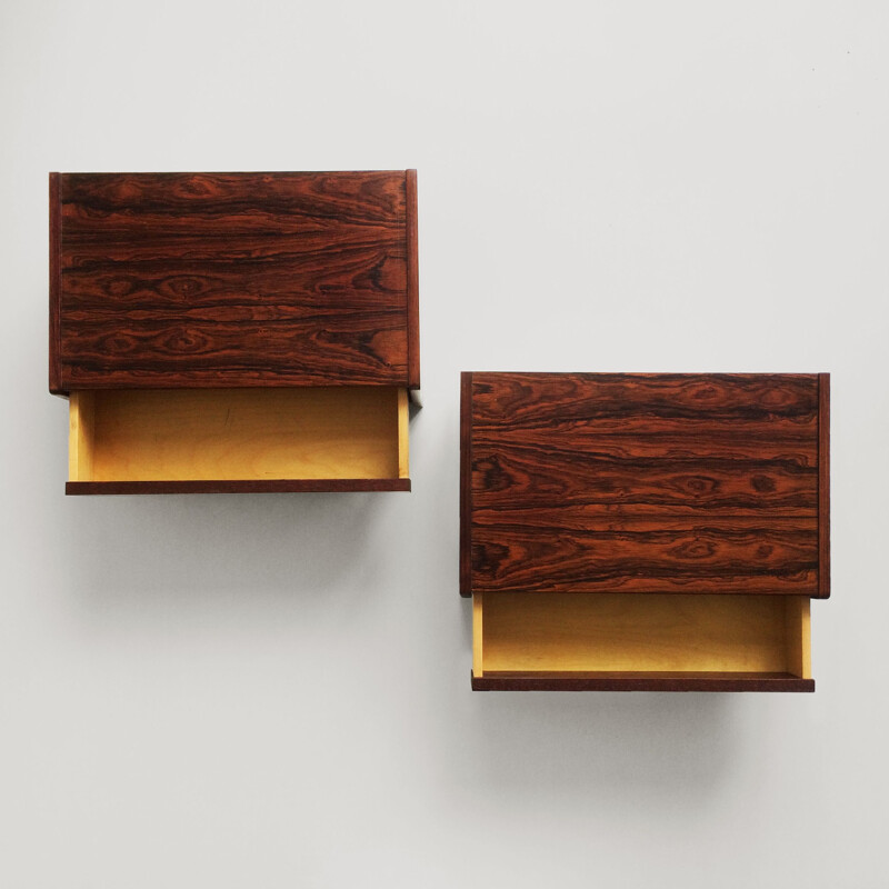 Pair of vintage wall mounted bedside tables, Denmark 1960s