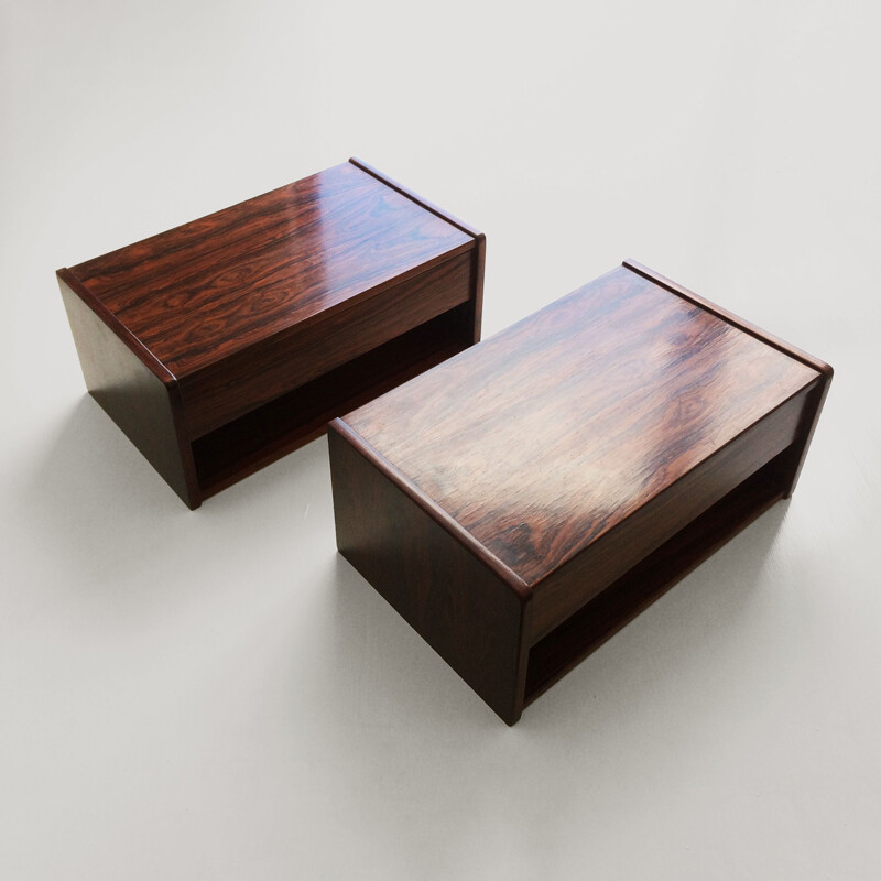 Pair of vintage wall mounted bedside tables, Denmark 1960s