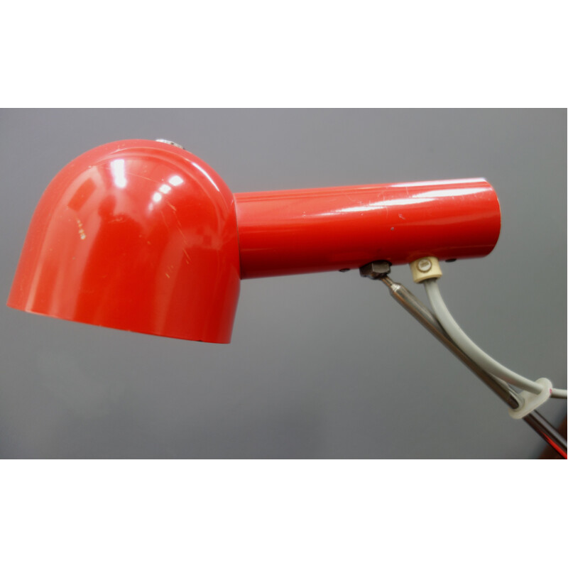 Vintage red desk lamp model 851020 by Josef Hurka for Napako, Czechoslovakia 1960s