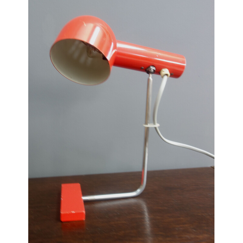 Vintage red desk lamp model 851020 by Josef Hurka for Napako, Czechoslovakia 1960s