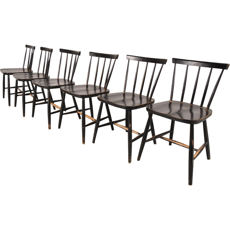 Set of 6 wooden chairs - 1950s