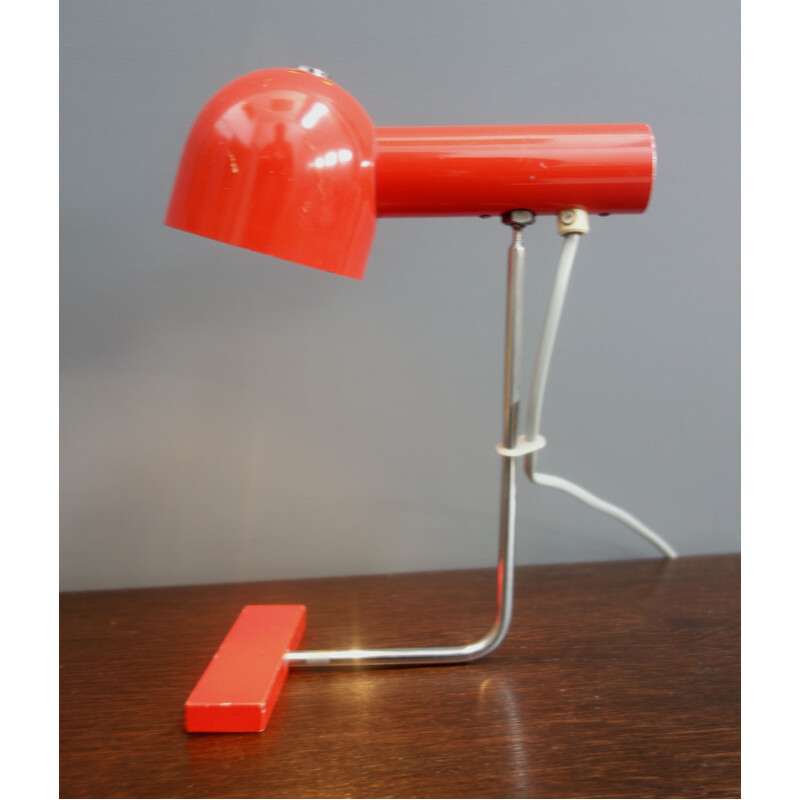 Vintage red desk lamp model 851020 by Josef Hurka for Napako, Czechoslovakia 1960s