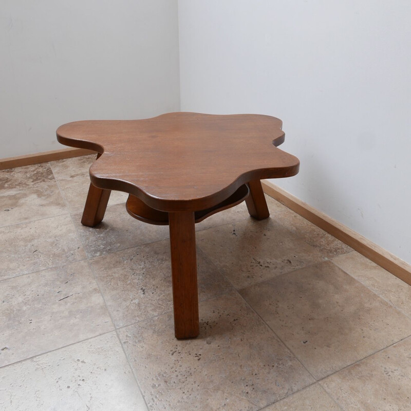 Table Basse vintage à Deux Niveaux en bois Libre, Néerlandais 1960