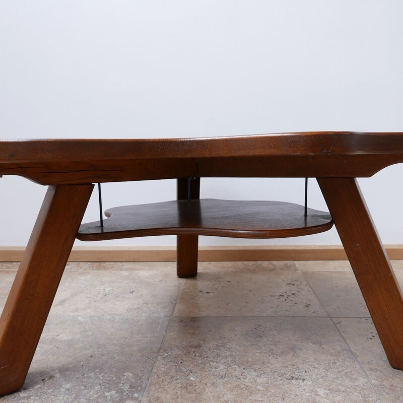 Vintage Freeform Wooden Two Tier Coffee Table, Dutch 1960s