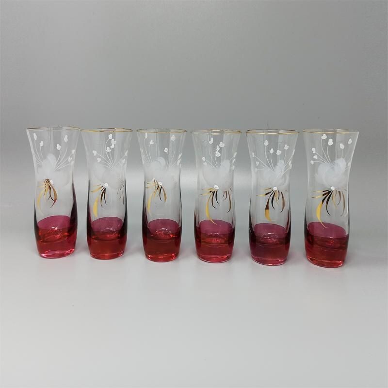 Vintage cocktail shaker with six glasses, Italy 1960
