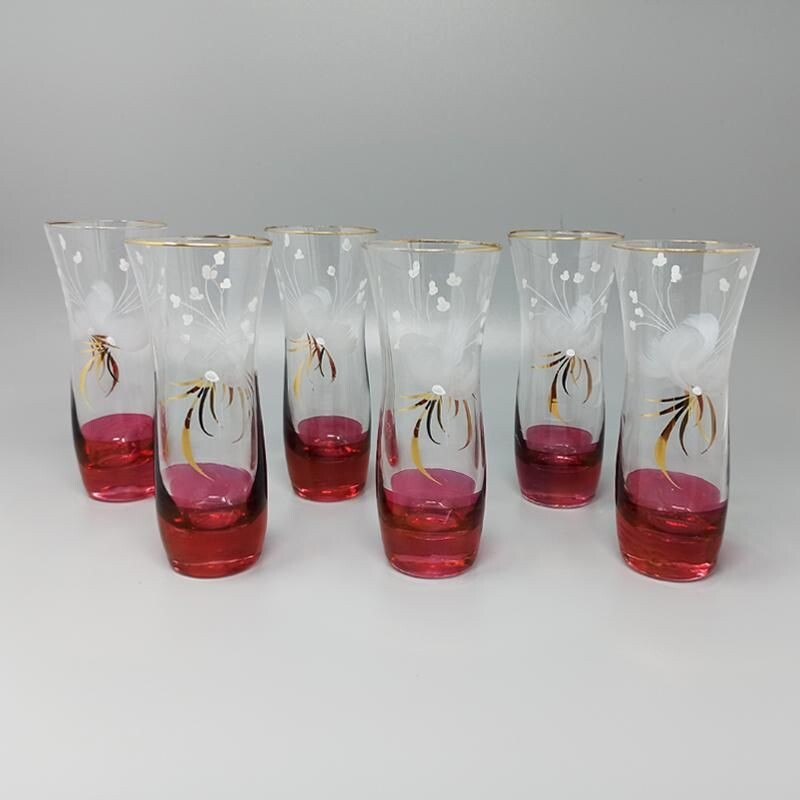 Vintage cocktail shaker with six glasses, Italy 1960