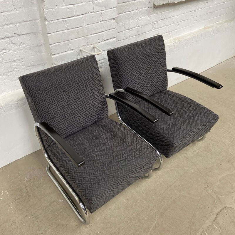 Vintage S 411 chrome tubular armchairs