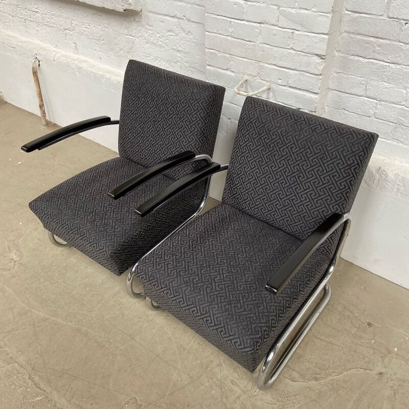 Vintage S 411 chrome tubular armchairs