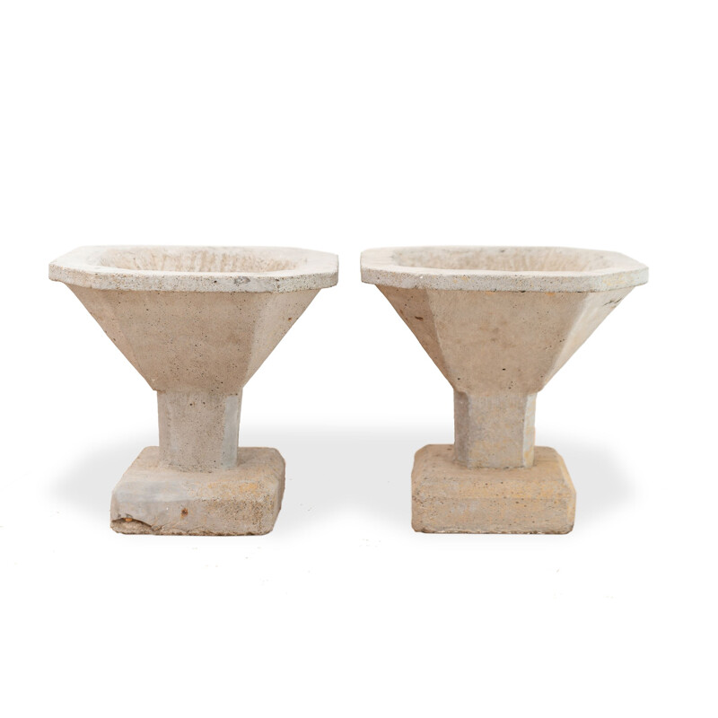 Pair of vintage concrete cups