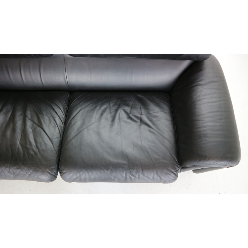 Vintage De Sede DS-2011 Black Leather Two Leather Sofa, Switzerland