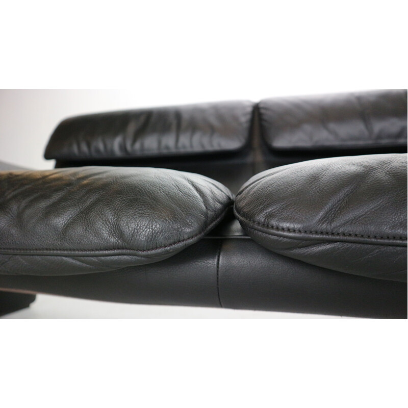 Vintage De Sede DS-2011 Black Leather Two Leather Sofa, Switzerland