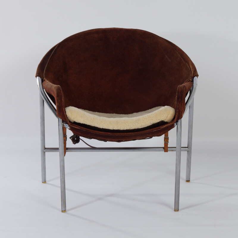 Sillón vintage de ante marrón de Erik Jørgensen para Bovirke, Dinamarca 1953