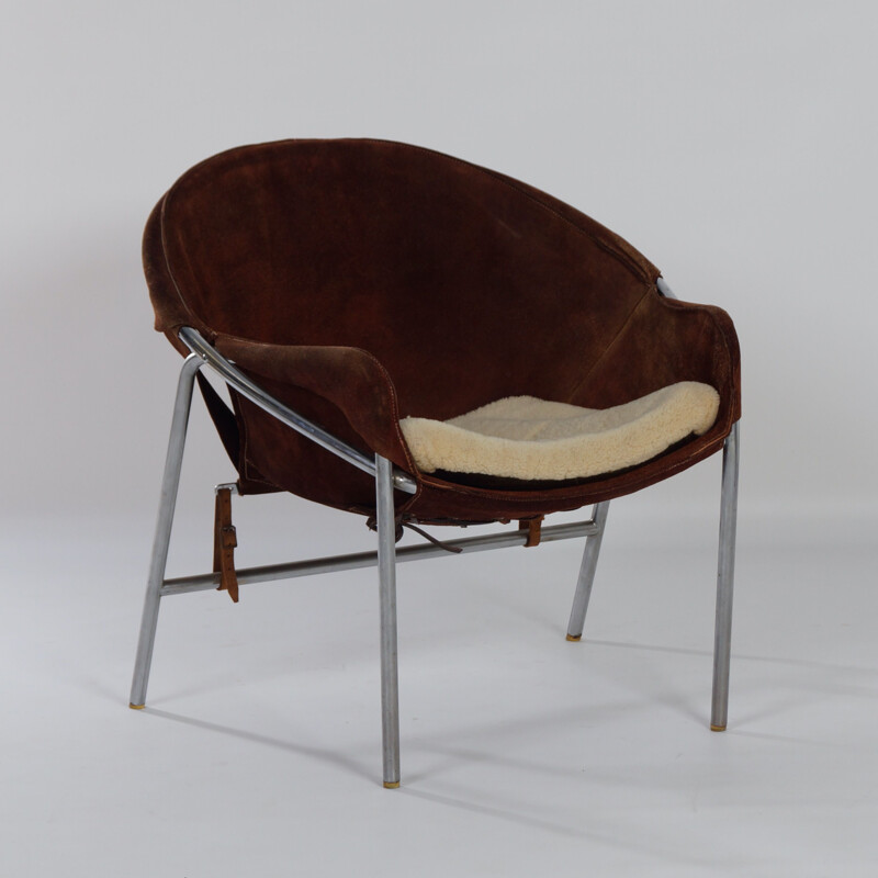 Vintage Sessel in braunem Wildleder von Erik Jørgensen für Bovirke, Dänisch 1953