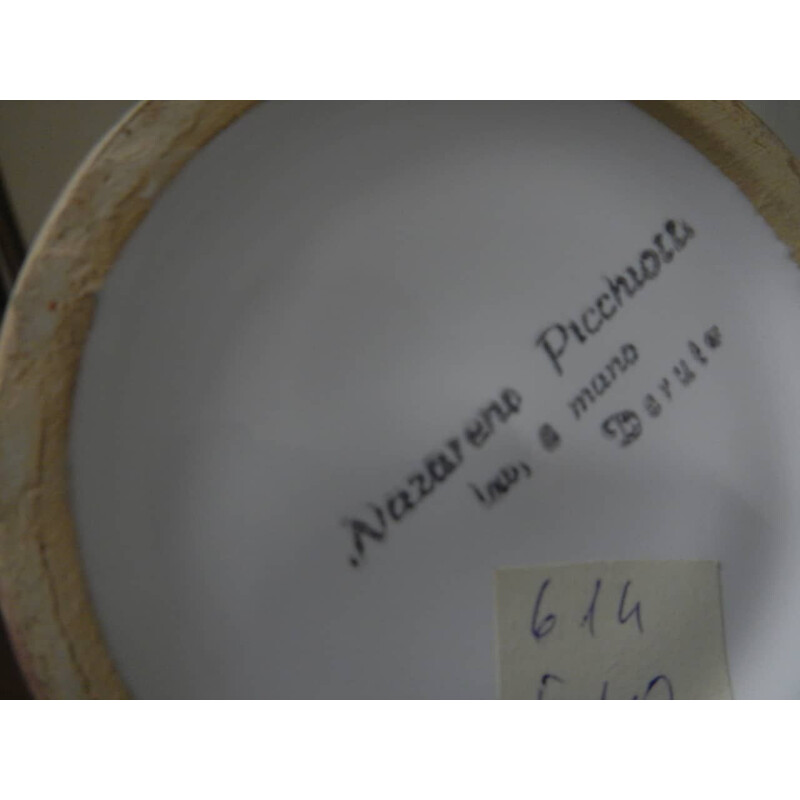 Vaso de cerâmica vintage de Nazzareno Picchiotti para Deruta, Itália 1950