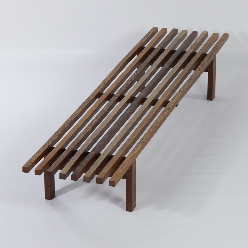 Vintage Wenge Slat Bench by Martin Visser for 't Spectrum 1960s